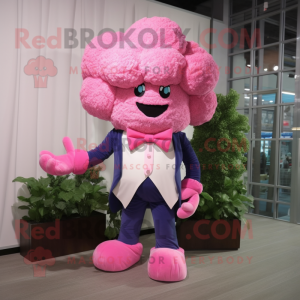 Pink Cauliflower mascot costume character dressed with a Flare Jeans and Bow ties