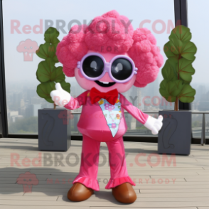 Pink Cauliflower mascot costume character dressed with a Flare Jeans and Bow ties