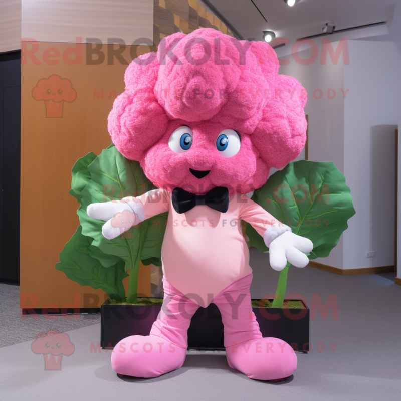 Pink Cauliflower mascot costume character dressed with a Flare Jeans and Bow ties