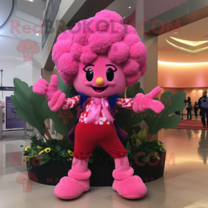 Pink Cauliflower mascot costume character dressed with a Flare Jeans and Bow ties