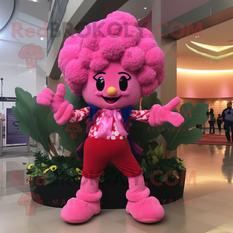 Pink Cauliflower mascot costume character dressed with a Flare Jeans and Bow ties