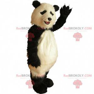 Very realistic panda mascot, hairy panda costume -