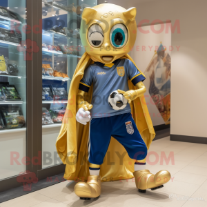 Gouden voetbalgoal mascotte...