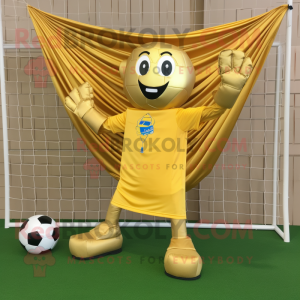 Gouden voetbalgoal mascotte...