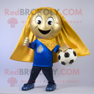 Gold Soccer Goal mascot costume character dressed with a Bootcut Jeans and Scarf clips