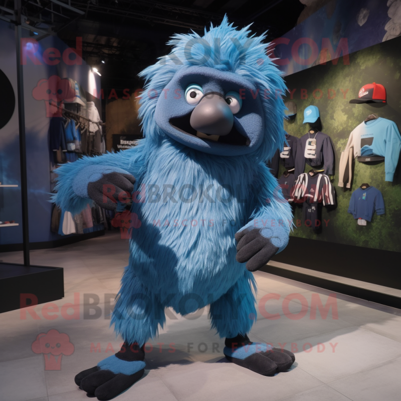 Blue Sloth Bear mascot costume character dressed with a Graphic Tee and Shoe clips