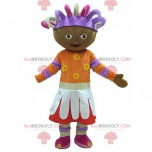 Buntes afrikanisches Mädchenmaskottchen, afrikanisches Kostüm -