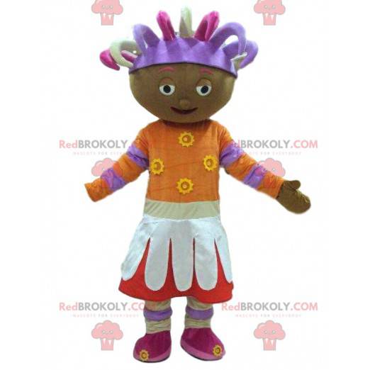 Farverig afrikansk pige maskot, afrikansk kostume -