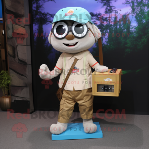 nan Computer mascot costume character dressed with a Cargo Shorts and Tote bags