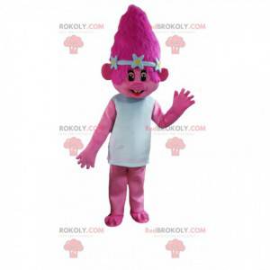 Mascotte de troll rose, costume de créature rose -