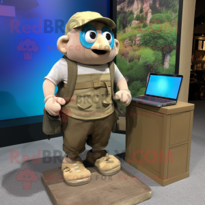 nan Computer mascot costume character dressed with a Cargo Shorts and Tote bags