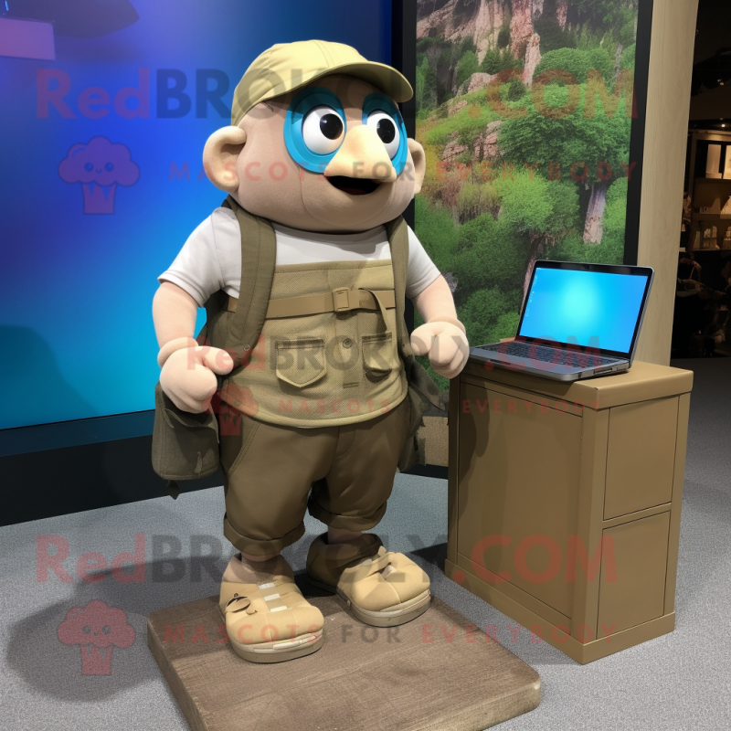 nan Computer mascot costume character dressed with a Cargo Shorts and Tote bags nan Computer mascot costume character dressed with a Cargo Shorts and Tote bags
