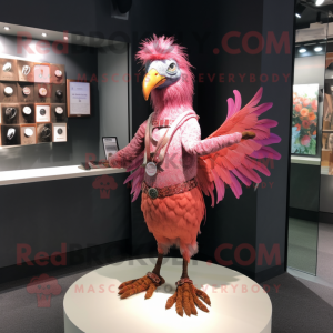 Pink Pheasant mascot costume character dressed with a Playsuit and Bracelet watches