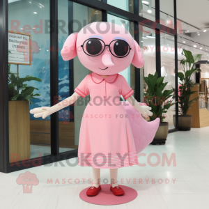 Pink Whale maskot kostume...