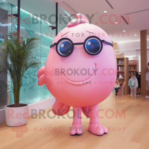 Pink Whale maskot kostume...