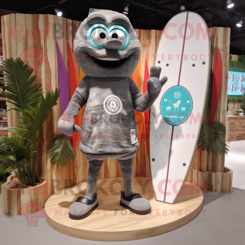 Gray Cherry mascot costume character dressed with a Board Shorts and Rings Gray Cherry mascot costume character dressed with a Board Shorts and Rings