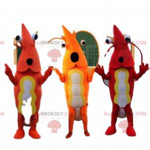 3 mascottes de crevettes, costumes de crustacés - Redbrokoly.com