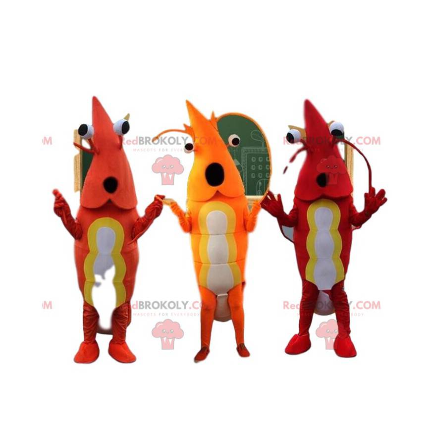3 mascotte di gamberetti, costumi di crostacei - Redbrokoly.com