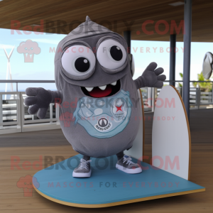 Gray Cherry mascot costume character dressed with a Board Shorts and Rings