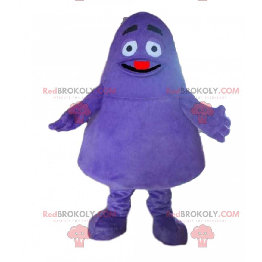 Personagem de desenho animado monstro alienígena roxo com dentes