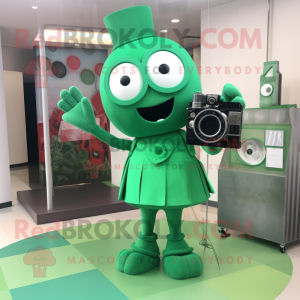 Grøn kamera maskot kostume...