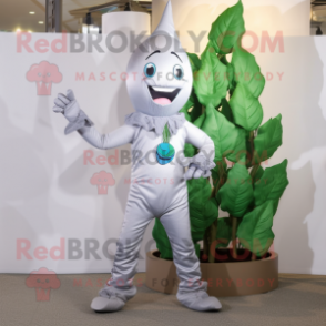 Silver Beanstalk mascot costume character dressed with a Leggings and Scarf clips