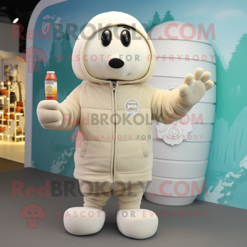 Cream Grenade mascot costume character dressed with a Cardigan and Beanies