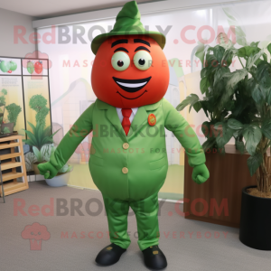 Olive Tomato mascot costume character dressed with a Suit Pants and Headbands