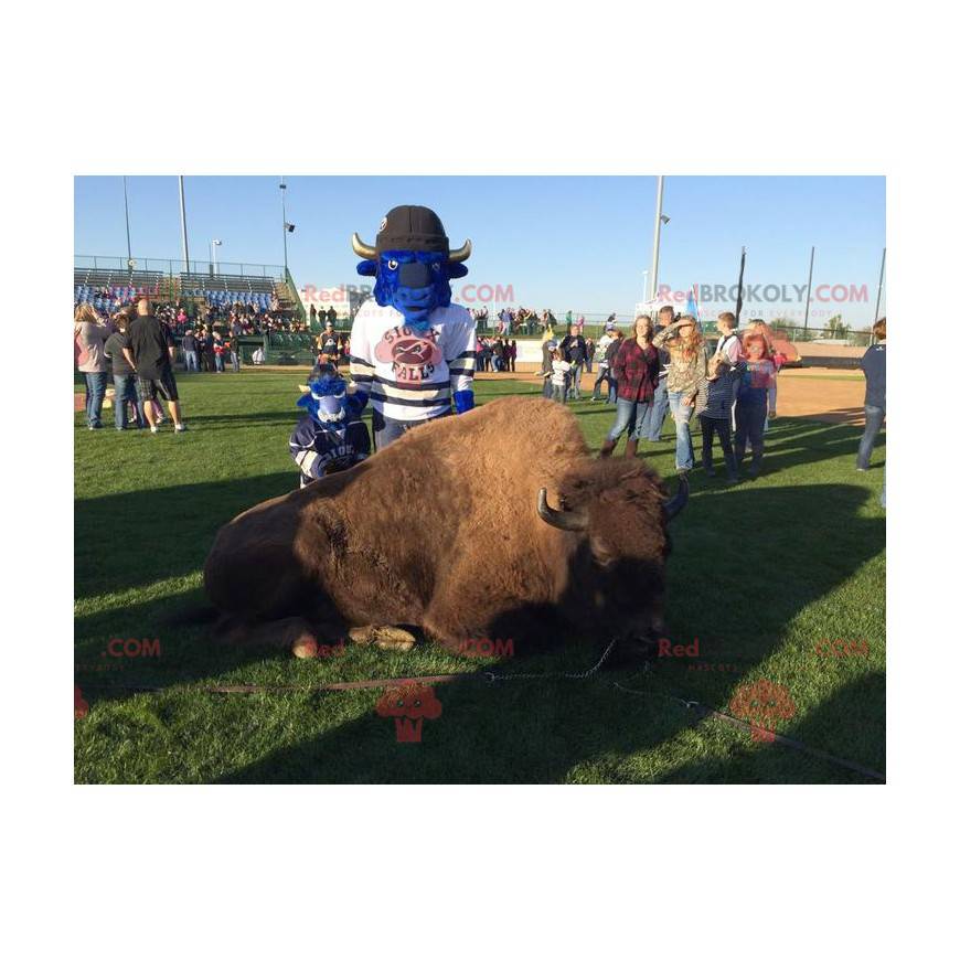 Mascotte de buffle bleu impressionnant - Redbrokoly.com