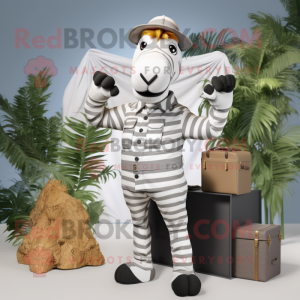 White Zebra mascot costume character dressed with a Cargo Pants and Pocket squares