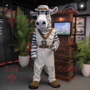 White Zebra mascot costume character dressed with a Cargo Pants and Pocket squares