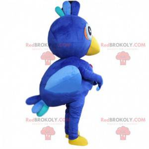 Mascote gigante pássaro azul, fantasia colorida de pássaro -