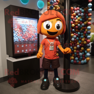 Rust Gumball Machine mascot costume character dressed with a Leggings and Necklaces