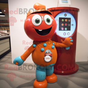 Rust Gumball Machine mascot costume character dressed with a Leggings and Necklaces