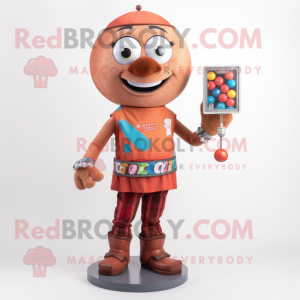 Rust Gumball Machine mascot costume character dressed with a Leggings and Necklaces