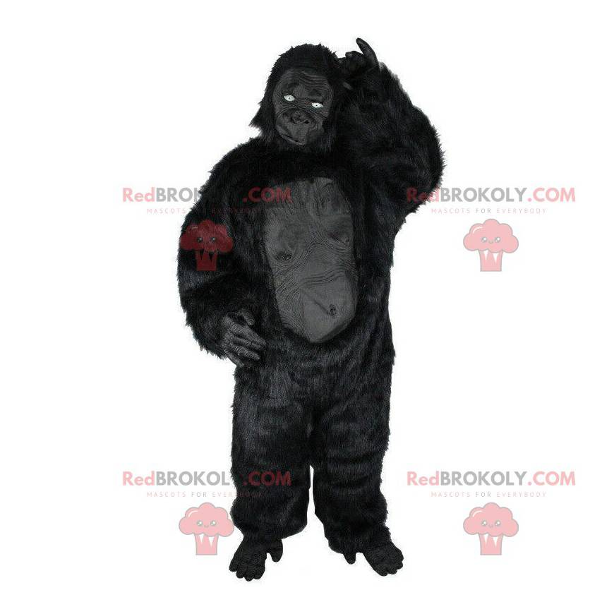Mascota del gorila negro, gran disfraz de mono negro -
