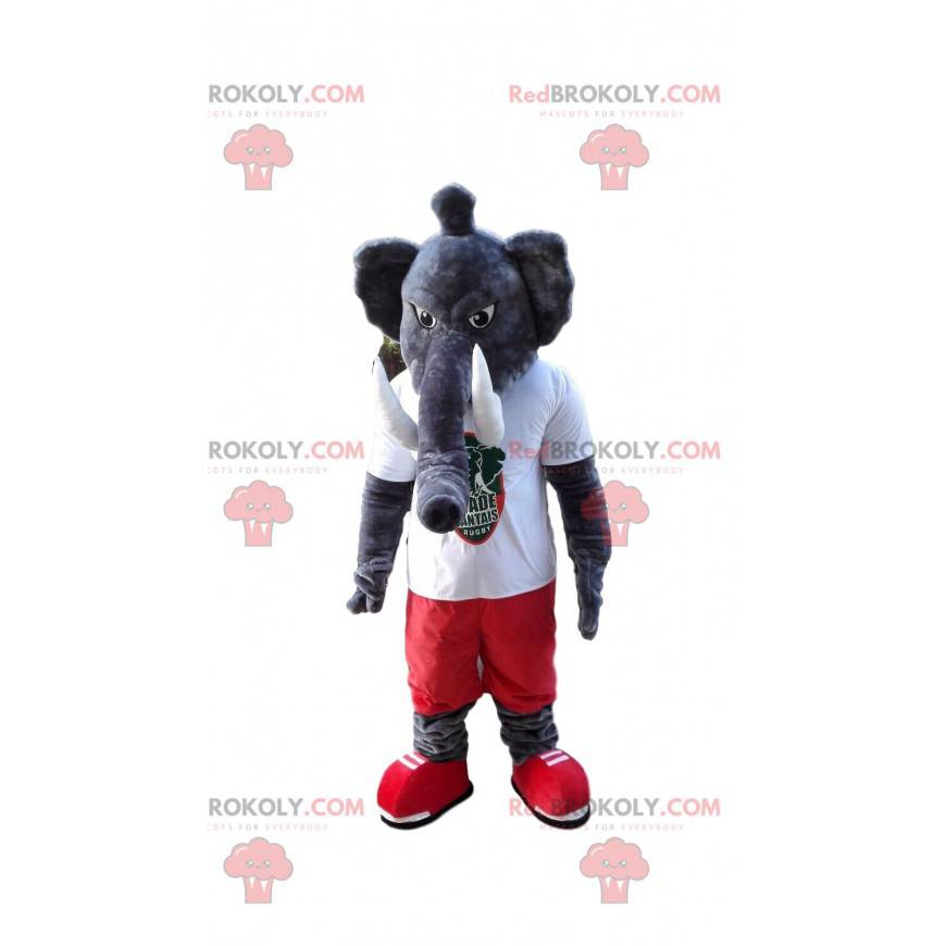 Šedý slon maskot, obří mamutí kostým - Redbrokoly.com Šedý slon maskot, obří mamutí kostým - Redbrokoly.com