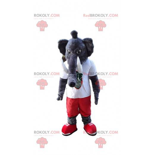 Gray elephant mascot, giant mammoth costume - Redbrokoly.com