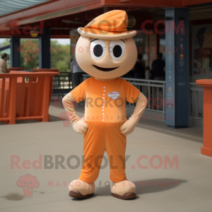 Tan Orange mascot costume character dressed with a Jeggings and Ties