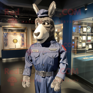 Navy Donkey mascot costume character dressed with a Jumpsuit and Cufflinks