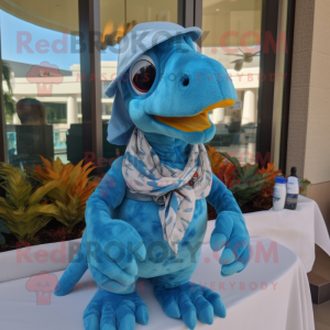 Sky Blue Utahraptor maskot...