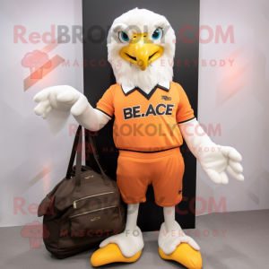 Peach Bald Eagle mascot costume character dressed with a Joggers and Handbags