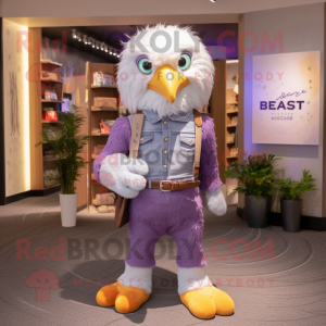 Lavender Haast'S Eagle mascot costume character dressed with a Bootcut Jeans and Coin purses