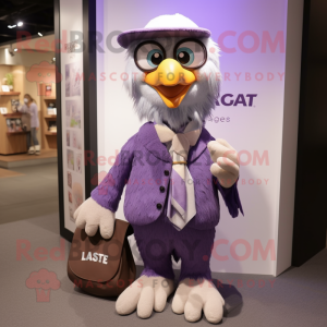 Lavender Haast'S Eagle mascot costume character dressed with a Bootcut Jeans and Coin purses