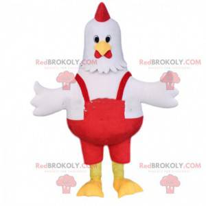 Mascot gallina blanca gigante, traje de cazuela, pollo -