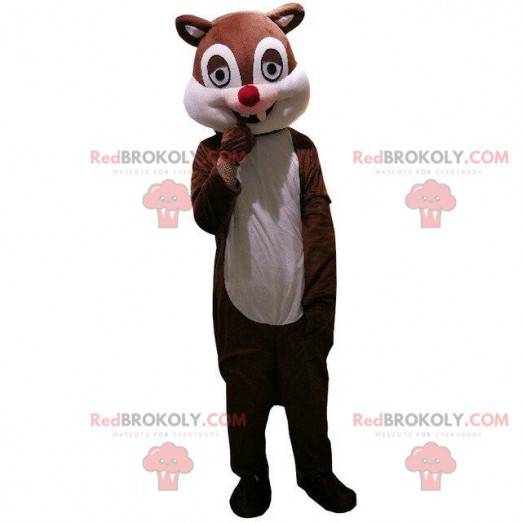 Mascotte d'écureuil marron façon cartoon, costume de rongeur -