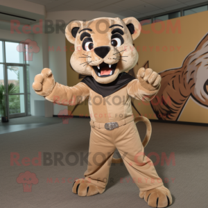 Tan Panther maskot drakt...