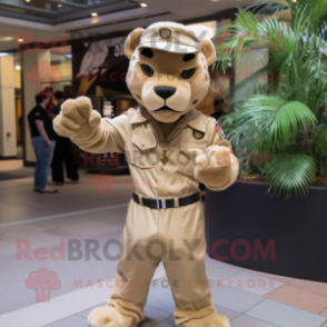 Tan Panther mascot costume character dressed with a Chinos and Hairpins