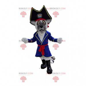 Grå pirat hund maskot, pirat hund kostume - Redbrokoly.com