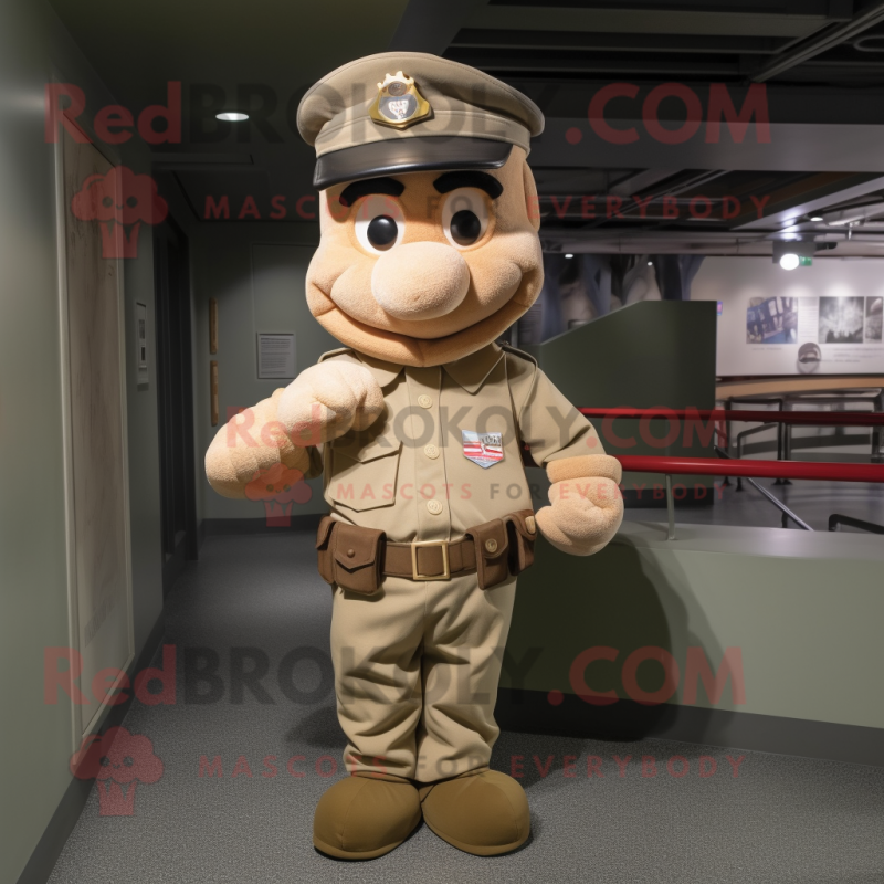 Beige Bracelet mascot costume character dressed with a Cargo Pants and Berets
